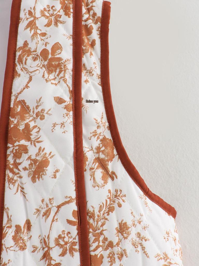 European & American Women's Fashion: 2024 Autumn/Winter Casual Printed Quilted Vest