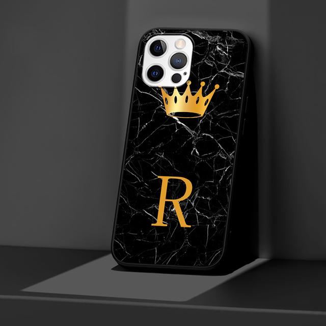 Чехол для Apple Iphone 14 11 13 12 Pro Max Xr 7 8 +Se 2020 Xs 6 6s Plus 5 5s, черный силиконовый чехол для телефона с золотой короной и буквой Queen