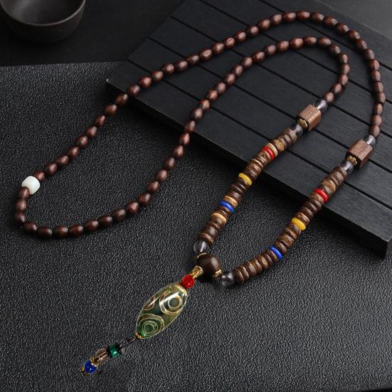 Винтажное ожерелье с подвеской в ​​этническом стиле, ожерелье из дерева, бисера, ручной работы, женский свитер, ожерелье, ювелирное изделие, подарок, модные аксессуары
