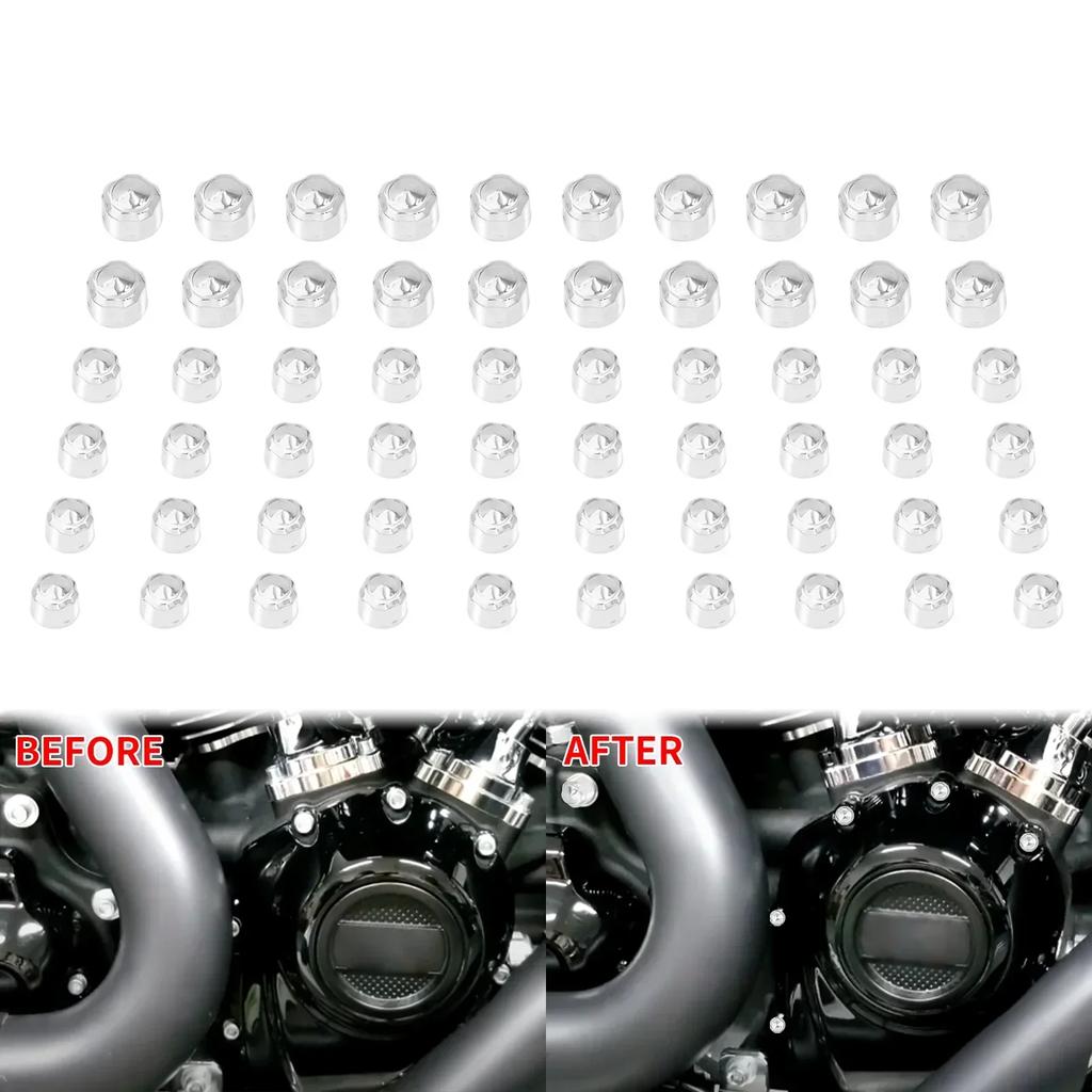 60PCS Motorcycle Engine Bolt Cap Screw Covers For Harley M8 Touring Electra Glide FLHX FLHR 2017-Up Softail Fat Boy FLHC 2018-Up