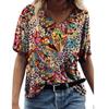 New Women's V-neck Short Sleeved Summer 3D Abstract Printed T-shirt
