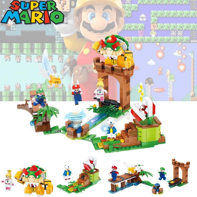 Colorful Super Mario Bros Dolls Luigi Peach Bowser Toad Building Blocks