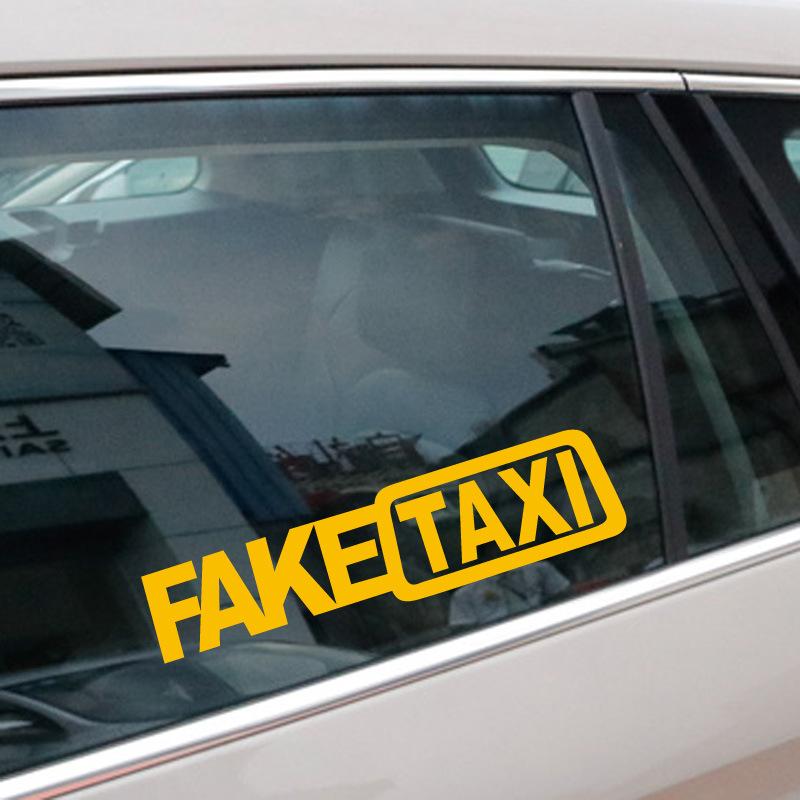 1 шт. Забавная наклейка на автомобиль FAKE TAXI, декаль, эмблема, самоклеящиеся виниловые наклейки, окно автомобиля, кузов, бампер, мотоцикл, стайлинг автомобиля
