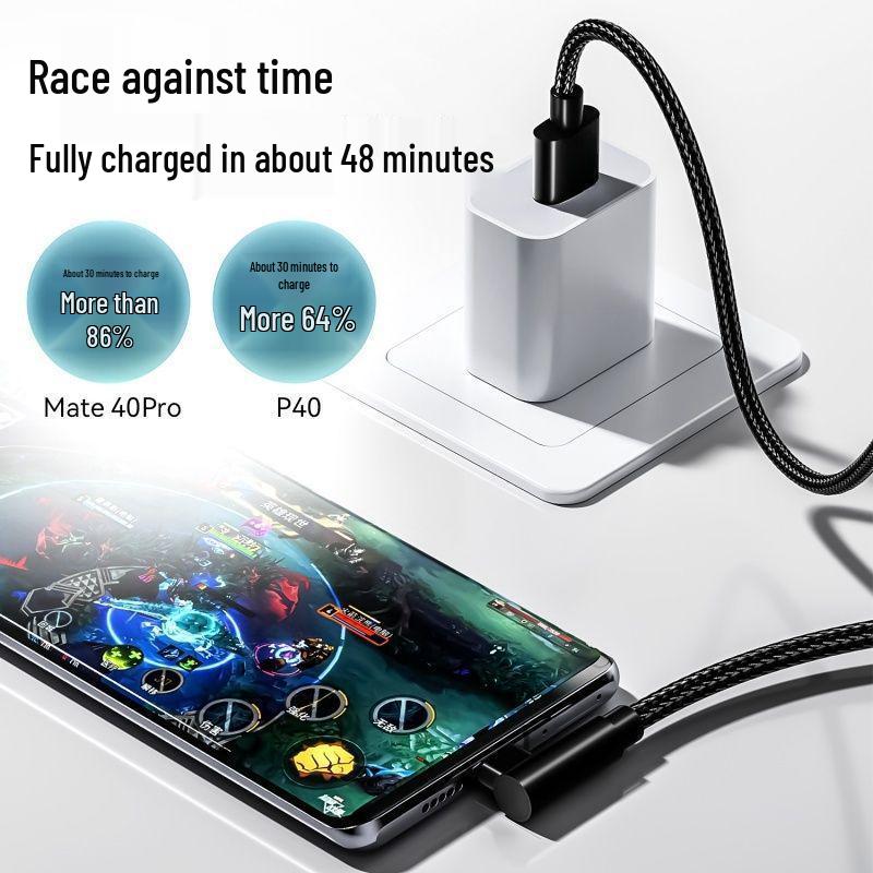 Быстрозарядный кабель Type-C мощностью 120 Вт с Г-образным разъемом для Huawei Honor 6A