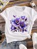 (Азиатский размер) Одежда Повседневная Цветочная Милая Растительная Тенденция Модная Футболка С Коротким Рукавом Женская Футболка С Принтом Женская Графическая Футболка