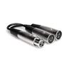 Hosa YXM-121 15cm XLR Female To 2 XLR Male Y Cable