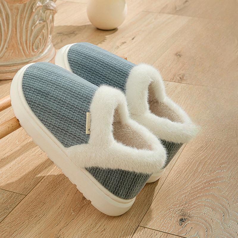 Женские хлопковые тапочки на каблуке-мешке, простые, для домашнего и хозяйственного использования, высокие теплые хлопковые туфли с флисом, мужская зимняя верхняя одежда
