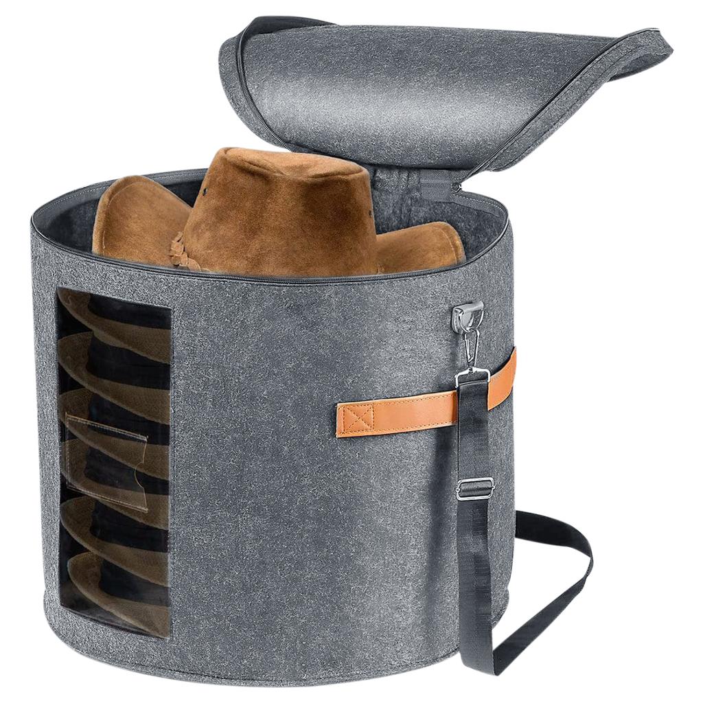 Ящик для хранения шляп с крышкой на молнии, прозрачная большая вместительная дорожная коробка для шляп, фетровая круглая коробка для шляп, пыленепроницаемая, складная для шляп, одежды