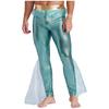 Mens Mermaid Pants King of the Seas Costume Elastic Waist Metallic Shiny Fishscale Print Tights Leggings
