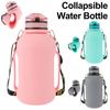 Collapsible Water Bottle 2L/64oz Sport Water Bottle Foldable Water Bottle with Strap Handle Silicone Water Bottle with Straw