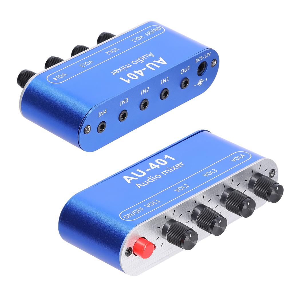 3.5mm Audio Mixer Stereo Audio Mixer 4 Input To 1 Output Individually Controls Sound Mixing Tool Headphones Amplifier
