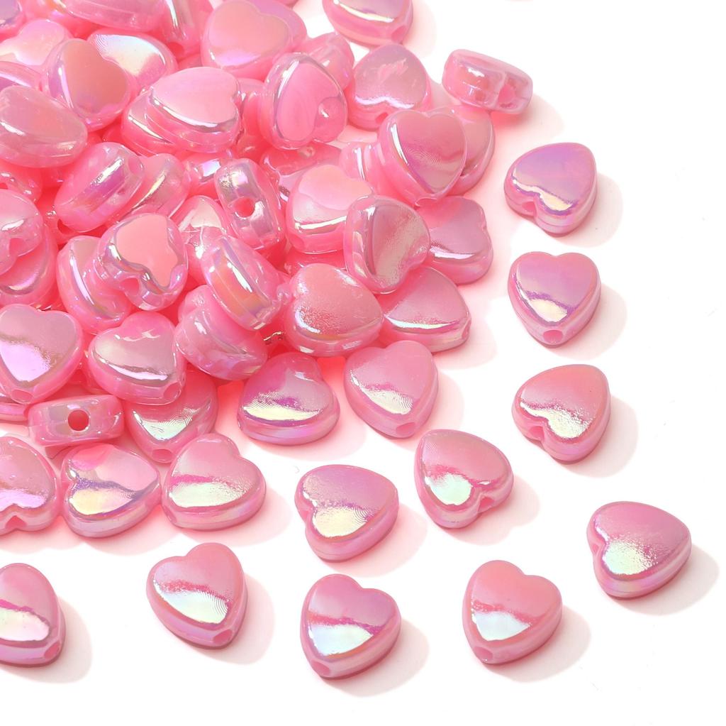 100 шт. Акриловые разноцветные бусины в форме сердца для изготовления ожерелий, браслетов, серег, ювелирных изделий, аксессуары для рукоделия