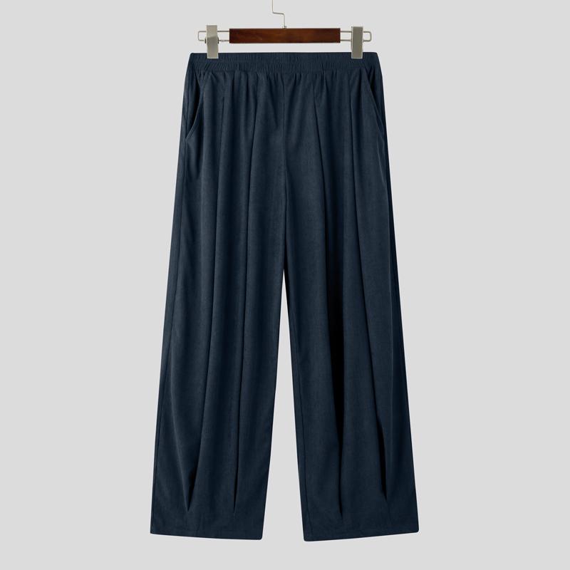 INCERUN Мужские вельветовые повседневные брюки с эластичной талией и заниженным шаговым швом