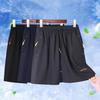 Men Summer Casual Shorts with Zipper Pockets Elastic Waist Drawstrings Wide Leg Running Fitness Beach Short Pants