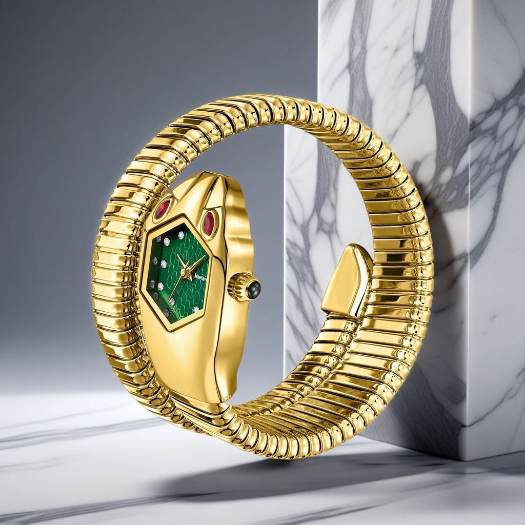 Часы Женские Роскошные Бриллиантовые Уникальной Формы Змеи Водонепроницаемые Кварцевые Женские Часы Часы