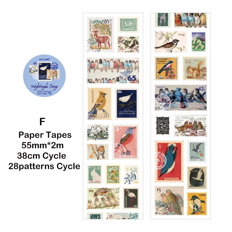 Journamm 55mm*2m Vintage Stamp Paper Tape for Junk Journal DIY Scrapbooking Collage Diary Decor Sticker Stationery Masking Tapes