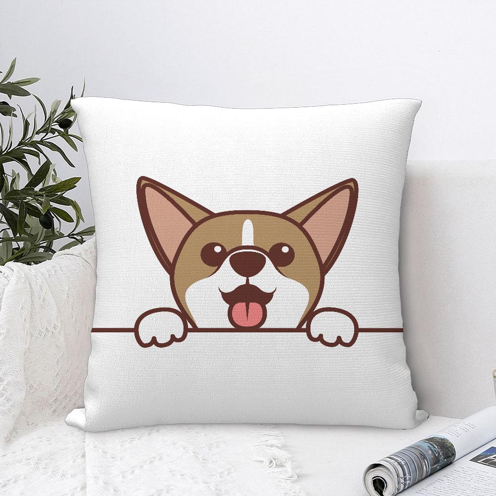 Cute Dog Waving Paw Pillow Case Sofa Decorative Home Double-sided Printing Short Plush Cushion Cover Throw Pillow Cover Gifts