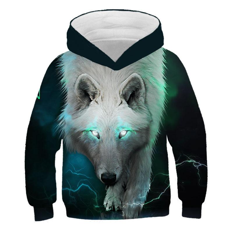 Модные толстовки унисекс с 3D принтом волка, детские толстовки с длинными рукавами для мальчиков, топы для маленьких детей, одежда для девочек 1-14 лет, уличная одежда