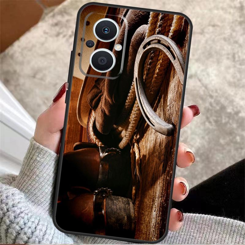 Cowboy Cowgirl Boots Hat For OPPO Reno 14 10 11 12 13 Pro 7 8 Lite 8T 11F 12F 13F 14F OPPO Find X9 X8 X5 X6 Pro Case