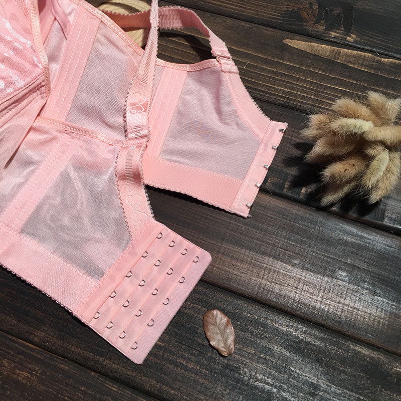 Sexy Large Size Bra Full Cup Bustier Gathered Underwear Anti-glare Thin Section To Increase The Bra