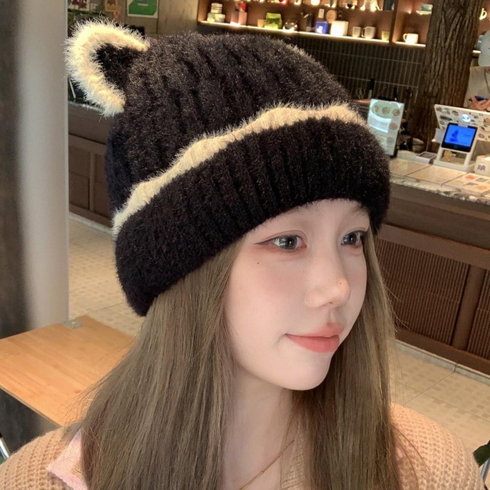 Cold Proof Knitted Hat Windproof Ear Protector Hat Fashion Pullover Hat  Women