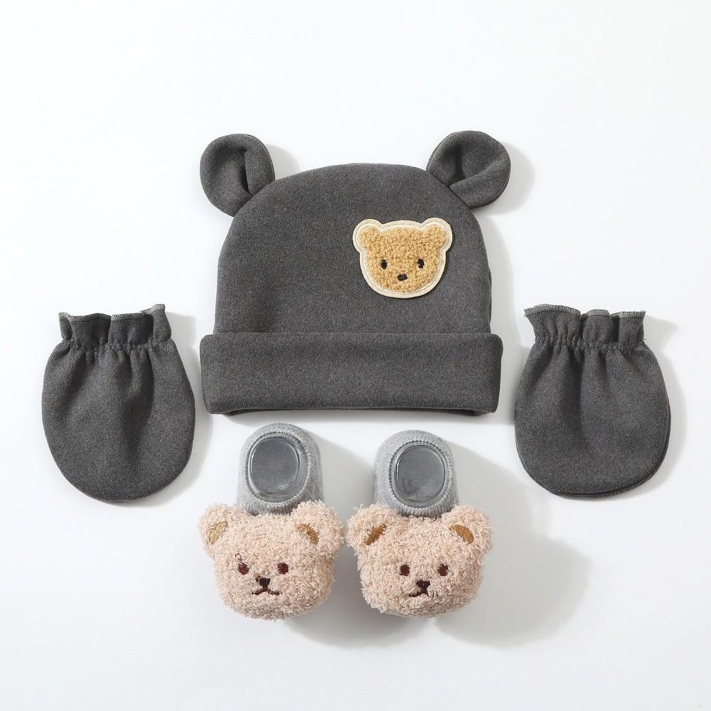 Warm Newborn Hat Breathable Infant Mittens Cute Baby Hat Gloves Socks Set Gift