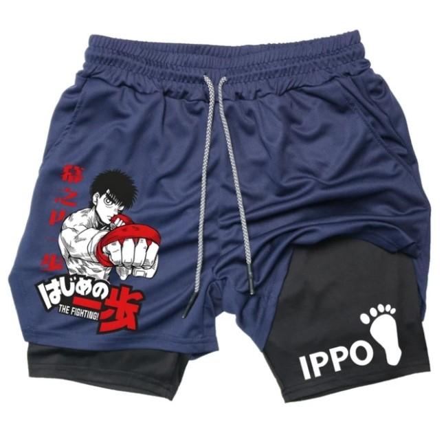 IPPO Аниме Спортивные Шорты Мужские Бокс Муай Тай Кикбоксинг ММА Mix Боевые Искусства 2 в 1 Компрессионные Шорты Быстросохнущие Легкие Легкие Короткие Брюки Лето