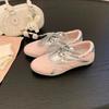 Leather Version~ Height Increase 5cm Ballet Training Shoes Women's 2025 New Pearl Lace-up Board Shoes Color Matching Forrest Gump Casual Shoes