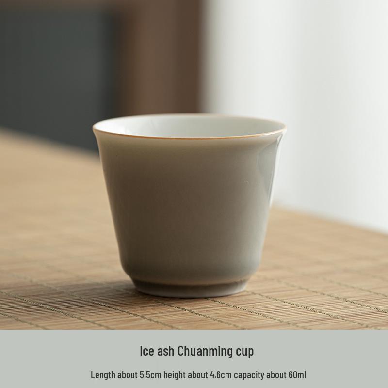 Japanese Handmade Ice Ash Glaze Ceramic Teacup - Gongfu Tasting Aroma Cup 