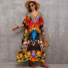 Bohemian Printed Loose Kaftan Casual Summer Vacation Maxi Dress Women Clothes Beach Wear Swim Suit Cover Up Q1464