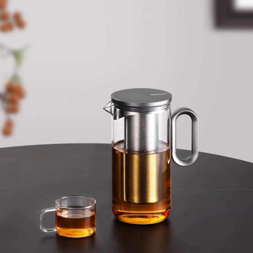 Samadoyo Heat-resistant Glass Tea Pot Aluminum Alloy Cup Lid Modern Tea Pot with Filter Screen Tea Pot Boiling Pot Tea Set 900ML