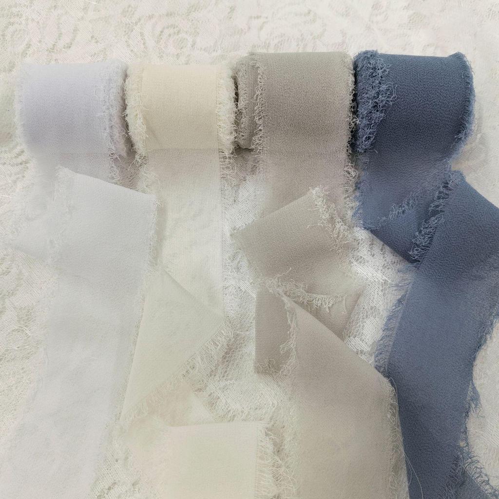Chiffon Ribbon Bow with Frayed Edges for Weddings and Floral Arrangements