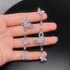 Elegant Butterfly Dangle Earrings AB Asymmetrical Design Luxury Rhinestone Earrings for Women