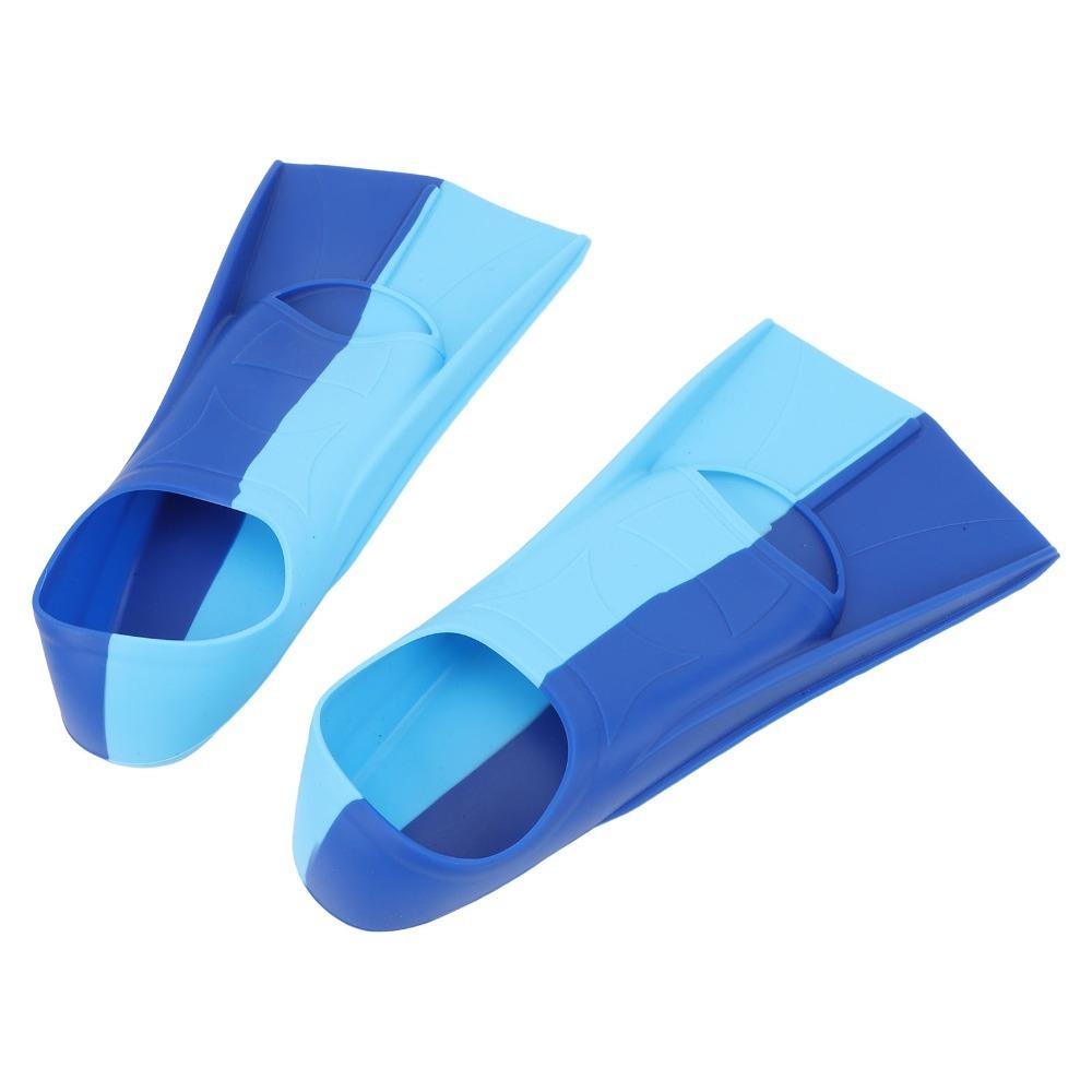 2PCS Blue Swimming Training Flippers Anti-Slip Swim Training Fins Durable Short Blade Fins Pool Use