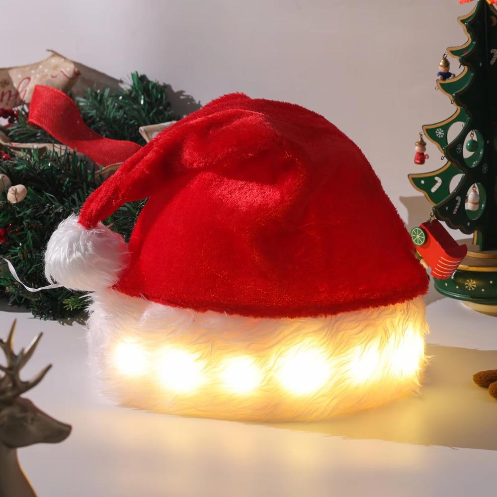 Luminous Santa Hat Long Plush Christmas Hat 2024 Christmas Supplies Adults