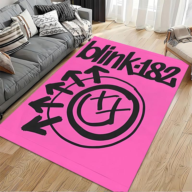 Blink-182 Logo Pink Carpet suitable as a non-slip mat for the living room or bedroom sofa