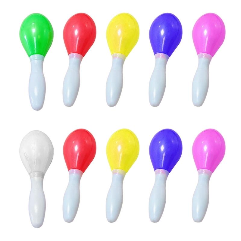 10Pcs/Pack Glowing Sand Hammer Toy Hand Shakers LED Maracas Flashing Light Lamp Birthday Party Favors-(Random Color)