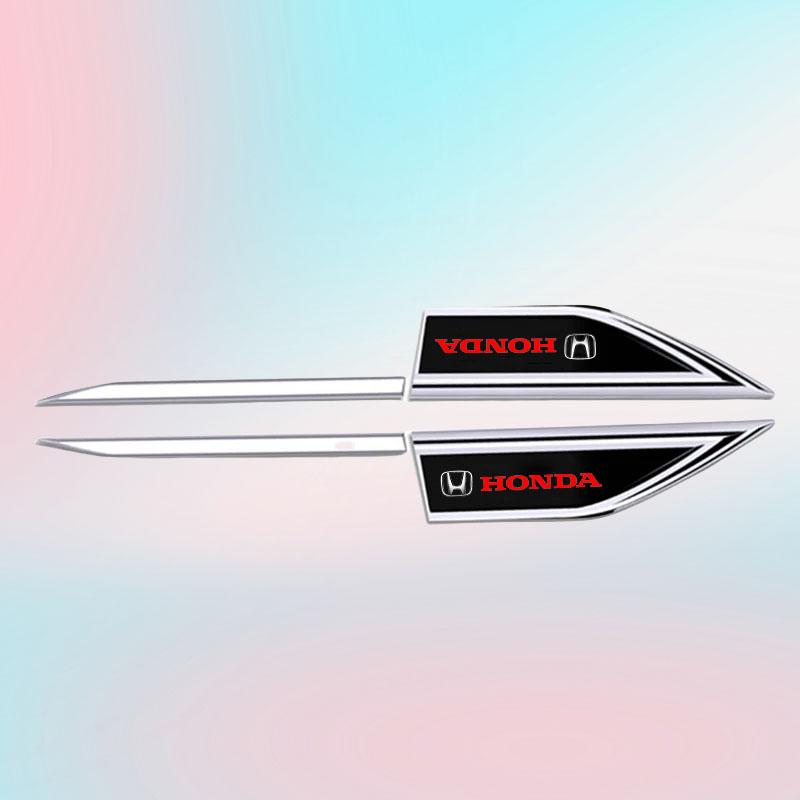 FIQ1 2Pcs Metal Blade Emblem Badge Sticker Side Doors Fender Decal for Honda CITY CIVIC Mugen INSPIRE XRV CR-V URV Fit Type R Vezel