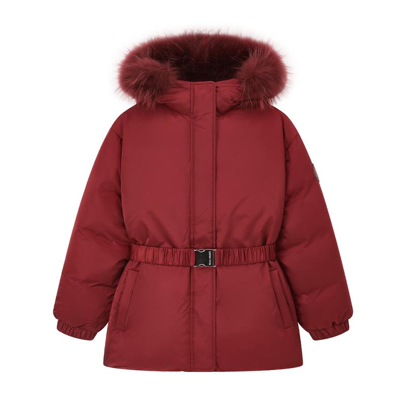 Зимняя куртка для девочек ELLE KIDS красная, 90% гусиного пуха