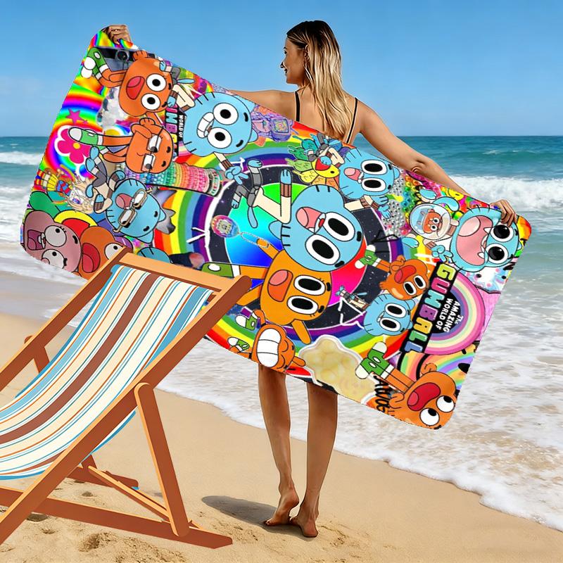 The Amazing World of Gumball Print Beach Towel, Large Soft Quick Dry Towel for Beach Camping Swimming