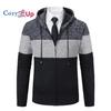 Cozy Up Autumn  Hooded Warm Sweater for Men with Thick and Velvet Men Knitted Sweatercoats Patchwork Jacket Male