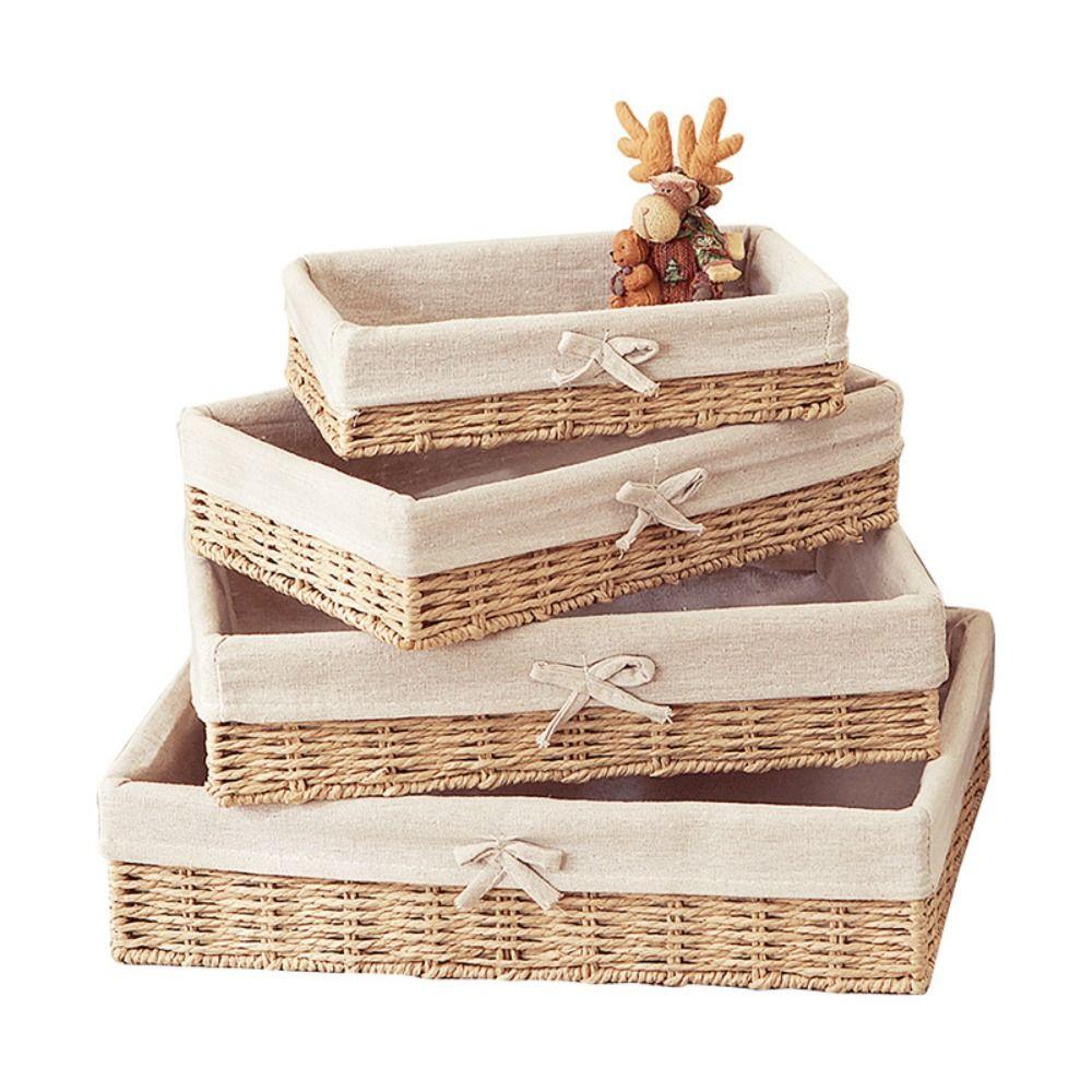 Французский стиль Ручная работа Плетеная корзина для хранения из ротанга Прямоугольная плетеная подставка для хранения Хлеб