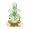 God Ganesh Sitting On Petal Statue (Murti) Idol Showpiece Handmade of Crystal Glass by for Worship, Decoration, Car Dashboard, Gift (Green), Small