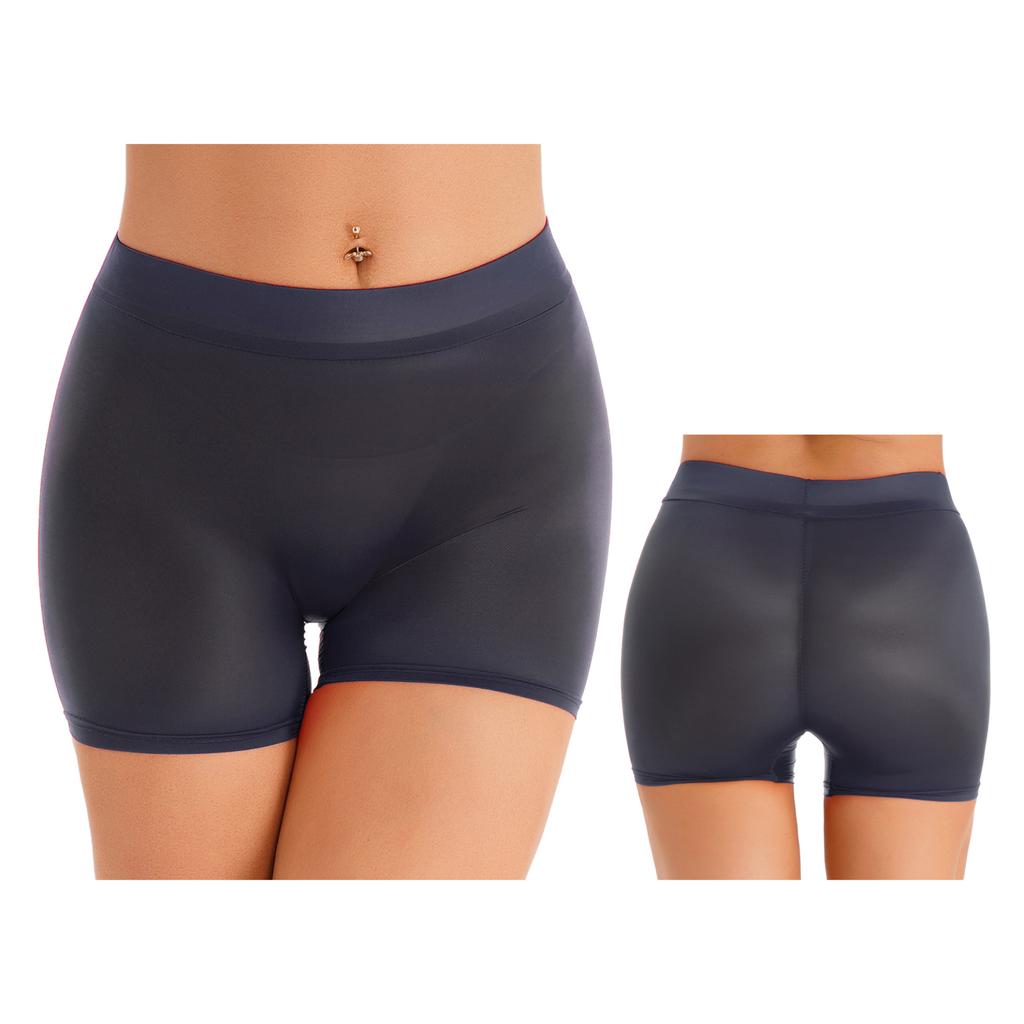 Женские полупрозрачные шорты, глянцевые эластичные шорты с низкой посадкой, нижнее белье, ночное белье