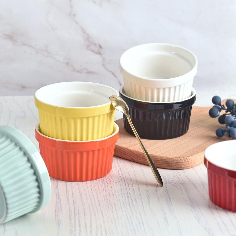 4 шт. термостойкие формочки для суфле, керамические рифленые фарфоровые миски, можно мыть в посудомоечной машине, миски для приправ, десерты