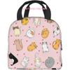 Cute Cat Lunch Bag | Reusable, Leakproof, Insulated Lunch Box Cooler Tote Bag with Zipper Closure, Made of Oxford Cloth, Mixed C