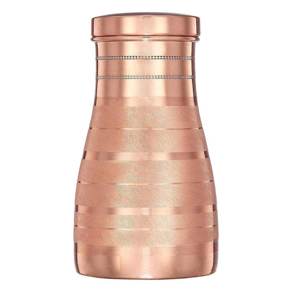 Copper Designer Copper Water Bottle | Pitchers | Water Jug | Bedroom Jar | Bedside Bottle Carafes with Tumbler/Glass with Lid 1250 ML (Diamond Touch)