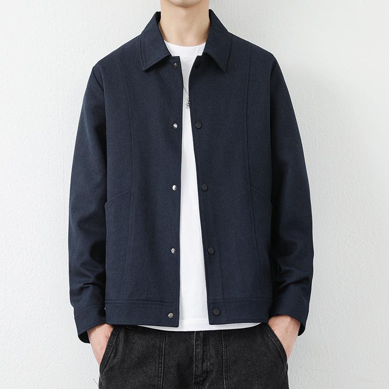 Autumn New Jacket Boys Simple Lapel Solid Color Jacket Men's Casual Business Tops Trendy Loose Men's Clothing