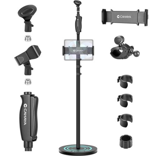CAHAYA Microphone Stand, Straight Boom, 5.5kg Weight, 120cm-180cm Height Adjustable, 3230g Base, Iron Material, Smartphone Holder, Width Adjustable 14