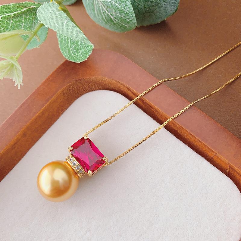 Осень и зима новое жемчужное ожерелье фиолетовый свет изменит цвет красный корунд ключичная цепочка темперамент модный универсальный женская мода